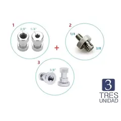 GENERICO - Kit Adaptador Trípode Macho Hembra 1 /4 3 /8 Monopié Flash Fotografia
