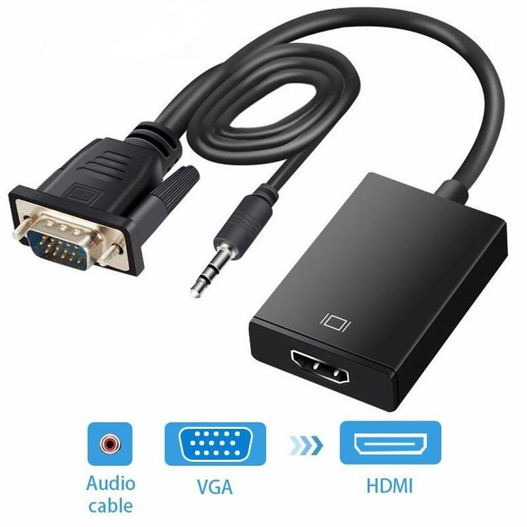Adaptador Vga A Hdmi Para Pc Con Audio Hd 1080p Convertidor