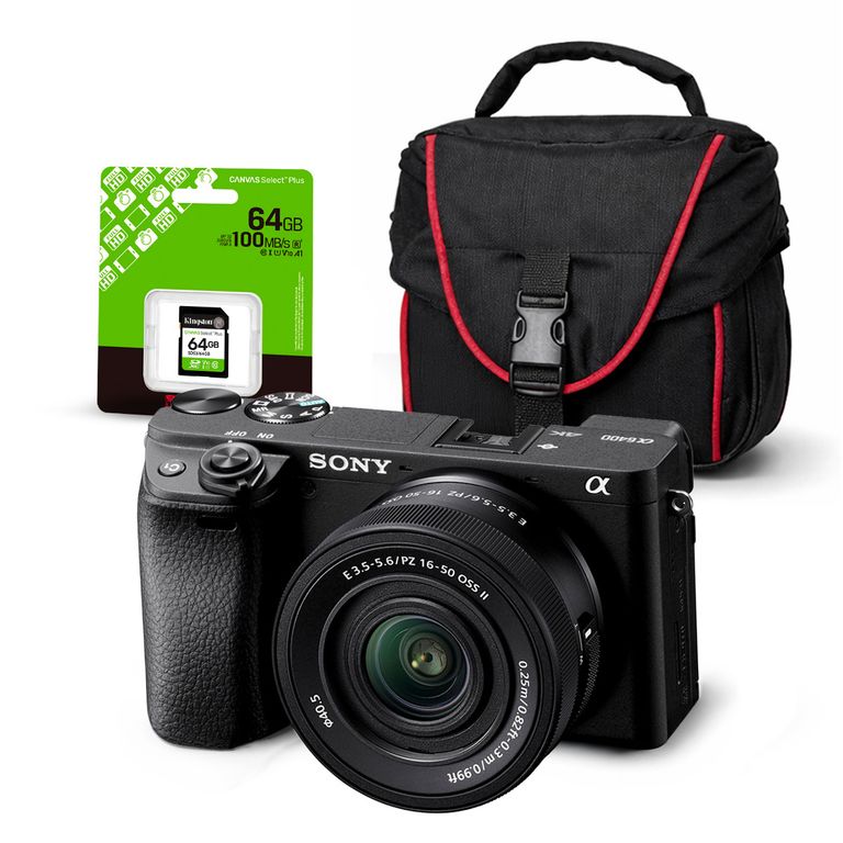 Cámara Alpha a6400 Mirrorless + Lente 16-50mm II + Kit Básico de Accesorios
