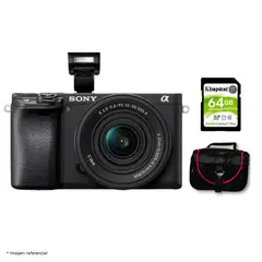 SONY - Cámara Alpha a6400 Mirrorless + Lente 16-50mm II + Kit Básico de Accesorios
