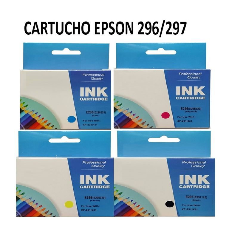 Cartucho Compatible Epson 296 magenta , negro ,cian y yellow