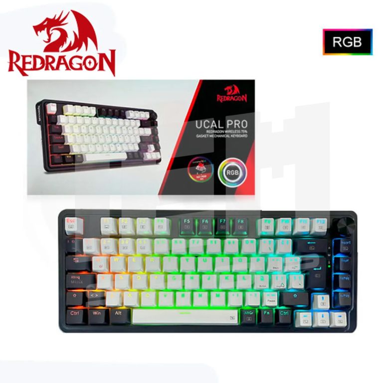 Teclado Ucal Pro RGB BlancoNegro K673WB-RGB-PRO Red Switch Sp Español