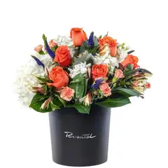 ROSATEL - Sombrerera Negra Grande con 10 Rosas y Flores