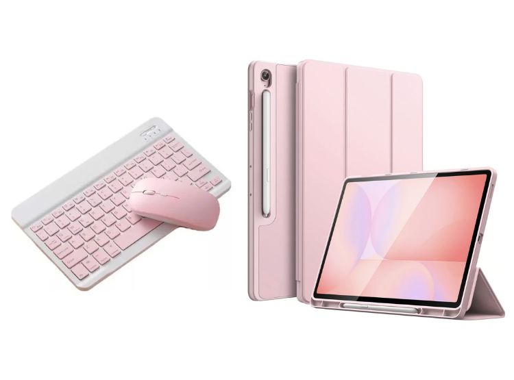 FUNDA SAMSUNG S10-S10FE TECLADO CON MOUSE ROSA TECLADO POR FUERA
