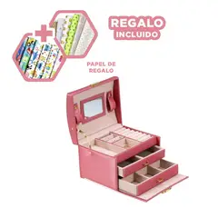 RYBIU IMPORT - Joyero Bonito Organizador de Color Rosado Y+Papel de Regalo
