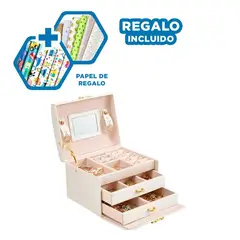 RYBIU IMPORT - Joyero Bonito Organizador de Color Blanco Y+Papel de Regalo