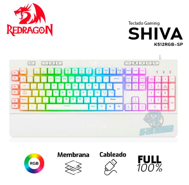 TECLADO SHIVA K512RGB-SP BLANCO SEMI MECÁNICO GAMER