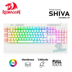 REDRAGON - TECLADO SHIVA K512RGB-SP BLANCO SEMI MECÁNICO GAMER