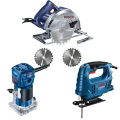 BOSCH - Sierra Circular GKS150 + Fresadora GKF550 + Sierra Caladora GST680