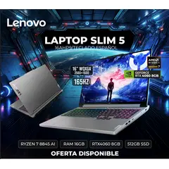 LENOVO - Laptop LEGION SLIM 5 AMD Ryzen 7 8845HS 16GB Ram 512GB SSD RTX 4060 8GB 16" Free Dos