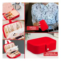 RYBIU IMPORT - Pack4 Joyero Elegante y Organizado Rojo Y+Regalo Stickers