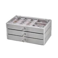 RYBIU IMPORT - Pack2 Joyero para Aretes de 3 Cajones Plom Y+Papel de Regalo