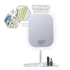 RYBIU IMPORT - Espejo de Maquillaje Led en Blanco Y+Papel de Regalo