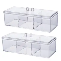 RYBIU IMPORT - Pack2 Caja de Acrilico con 3 Divisiones en Transparente