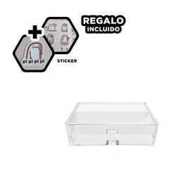RYBIU IMPORT - Caja para Makeup 2 Cajones Transparente Y+Regalo Stickers