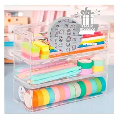 RYBIU IMPORT - Caja Organizadora de Tono Transparente Y+Regalo Stickers