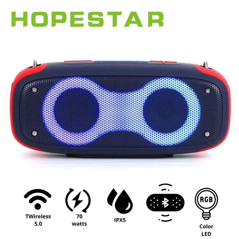 Parlante Portátil Hopestar HO A30 Azul 70 W protección IPX5 Luces LED