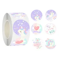 GENERICO - 100 stickers en rollo UNICORNIOS 6