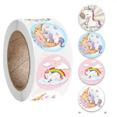 GENERICO - 100 stickers en rollo UNICORNIOS 7