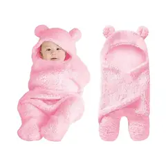 GENERICO - Manta Envolvente Rosada Osito de Felpa para Bebé Niña