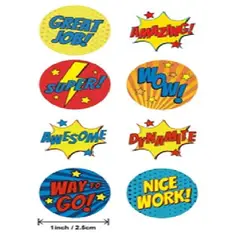 GENERICO - 100 stickers en rollo wow, nice work