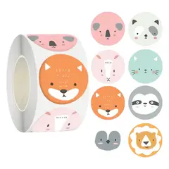 GENERICO - 100 stickers en rollo animales 7