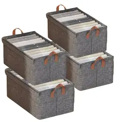 GENERICO - Organizador de ropa plegable PACK 4 UND con marco de acero y tapa