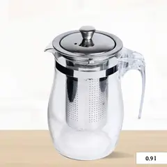 Ichimatsu - Tetera de Vidrio Borosilicato con Filtro Tapa de Metal 900 ml