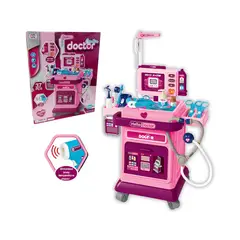 GENERICO - Set Didáctico Carrito Médico Grande Rosado 37pcs Juguemos al Doctor para Niñas