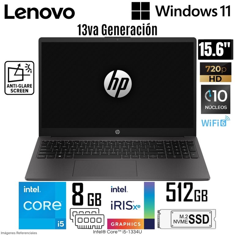Laptop 250 G10 Intel Core i5-1334U 8GB RAM 512GB SSD 15.6" HD Gris - B5UU9AT