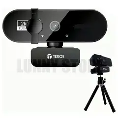 TEROS - Cámara Web Te-9072 Hasta 2592p 2k Con Tripode Y Micrófono