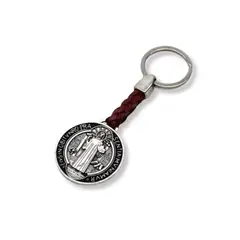 SANTORAL - Llavero Medalla de San Benito - Cuero