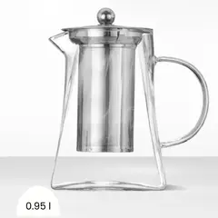 ICHIMATSU - Tetera de Vidrio Borosilicato Base Cuadrada con Filtro 950 ml