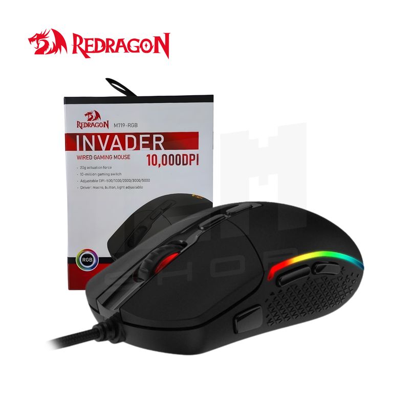 - Mouse Invader M719 RGB 10000 DPI - Negro
