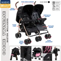 EBABY - Coche para bebe Mellicero Twinease Negro