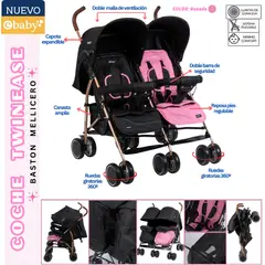 EBABY - Coche para bebe Mellicero Twinease Rosado