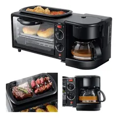 U BUY - Máquina 3 En 1 Cafetera Plancha Parrilla Horno Desayuno Elec