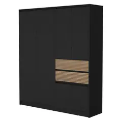 FMFURNITURE - Ropero 4 Puertas 2 Cajones Fm-016N - Negro