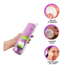 RYBIU IMPORT - Pack12 Almohadilla Facial de Algodon Util 70u