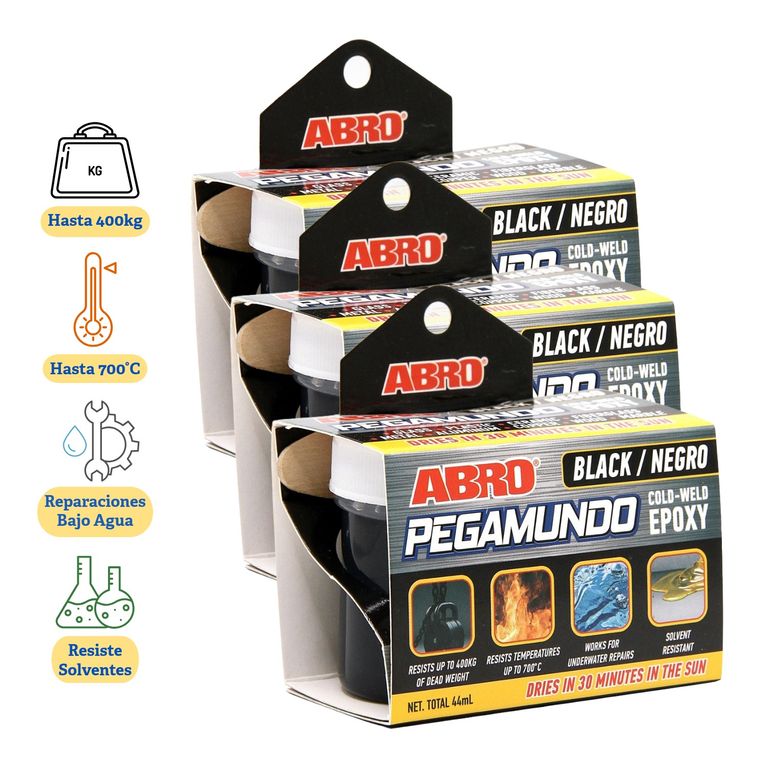 Pegamento Epóxico PegaMundo Negro 44mL Pack x 3