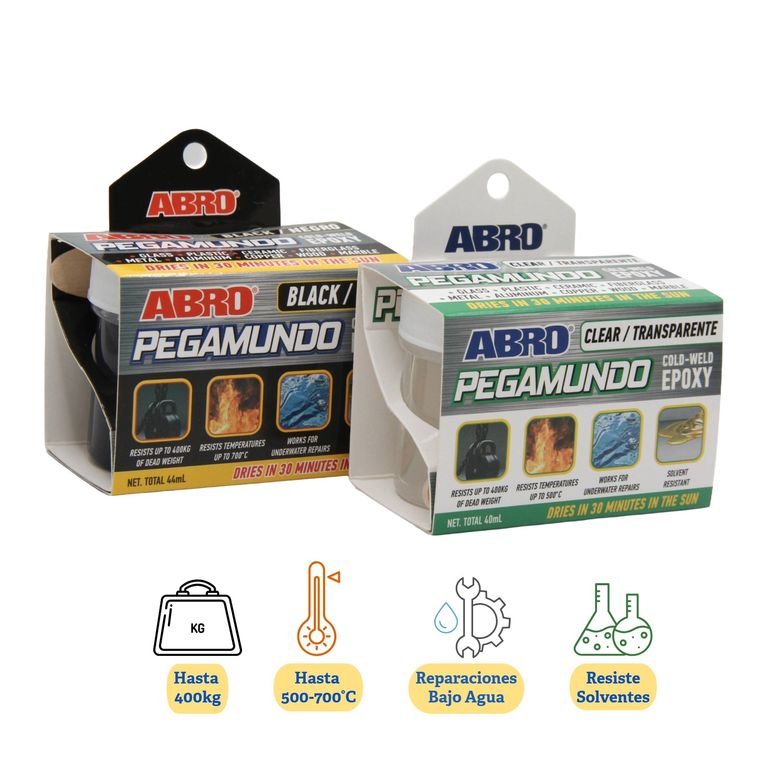 Pegamento Epóxico PegaMundo Transparente y Negro Pack x 2