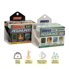 ABRO - Pegamento Epóxico PegaMundo Transparente y Negro Pack x 2