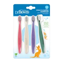 DR BROWNS - Cepillos de dientes para bebés y niños pequeños, Pack de 4