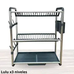 ICHIMATSU - Escurridor de platos doble bandeja de Acero Lulu x3 niveles