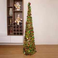 PANORAMA HOGAR - Árbol Navideño Plegable Dorado 18M