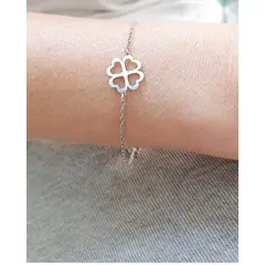 GENERICO - PULSERA TREBOL DE CORAZONES EN PLATA