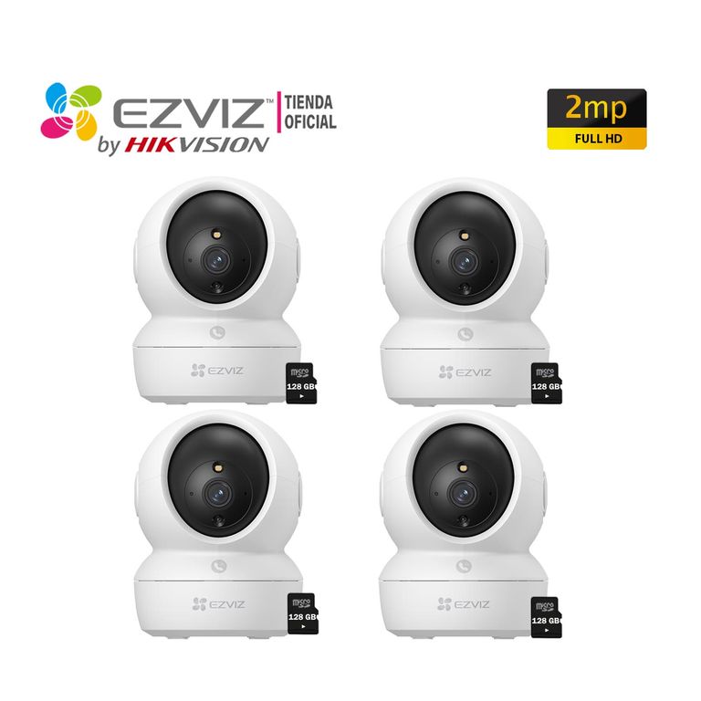 Kit 4 Cámaras IP H6C PRO 2MP Sonido Doblevía Botónllamada 128GB