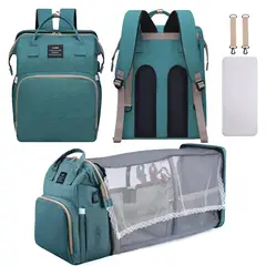 GENERICO - MOCHILA PAÑALERA CUNA 3 EN 1 CON JUGUETES