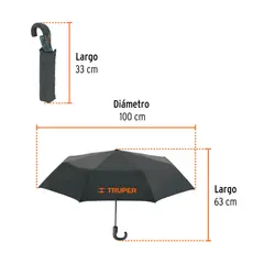 TRUPER - Paraguas Compacto de Diametro 100 cm Impermeable PARAG-95