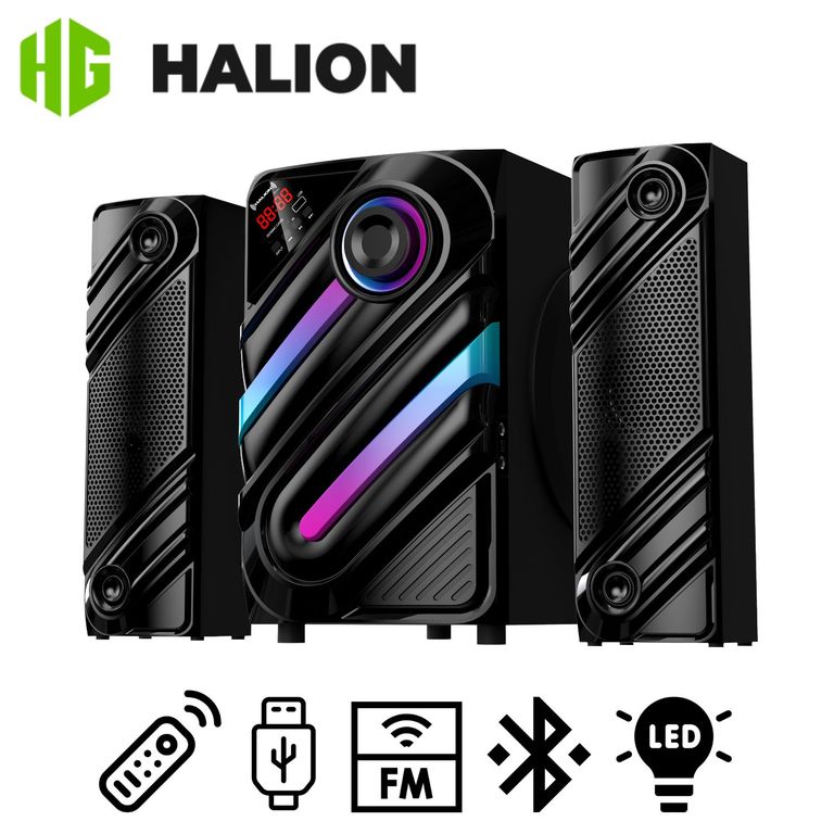 Parlante HA-F77 Thanos 2.1 Bluetooth con Subwoofer 8" Luces LED